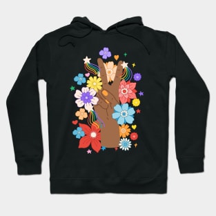 Floral Peace Hand Sign Hoodie